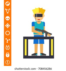 Man Playing VR Game Icon