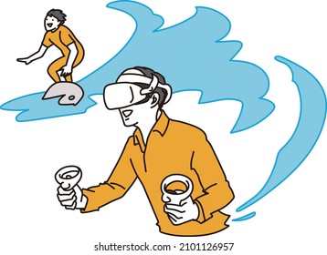 A man playing with a VR headset