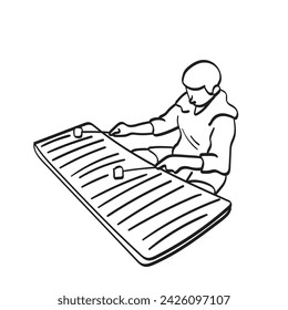 man playing xylophone illustration vector hand drawn isolated on white background