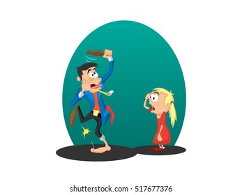 man plays the fool trying to laugh a little girl