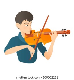 Man plays on violin icon. Flat illustration of man plays on violin vector icon for web