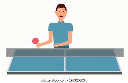 A man plays table tennis.