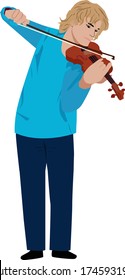 A man plays the violin. . Banner for online concerts, street performances and bards.