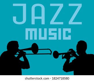Man plays wind instruments. Jazz retro style