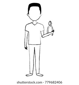 man with pliers tool isolated icon