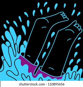 El hombre se sumerge en el agua