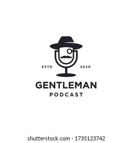 Logo de Man podcast, logotipo de micrófono