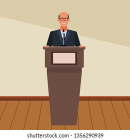 man in a podium