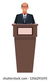 man in a podium