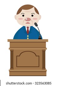 man with podium stand cartoon vector