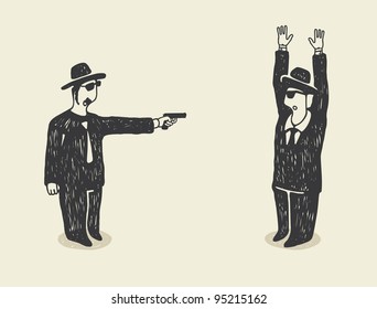 Man Point a Gun on Young Terrorized Businessman