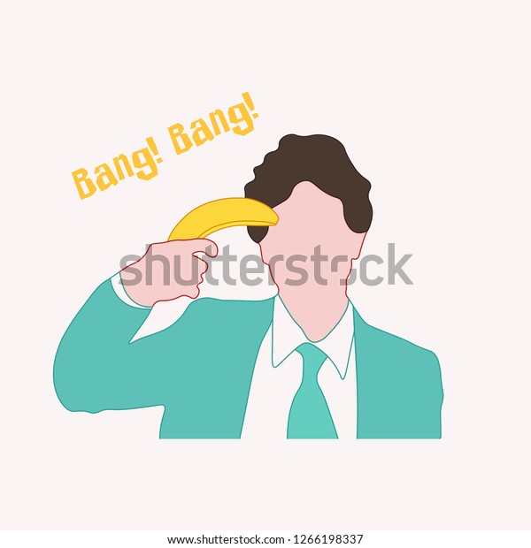 Man Pointed Banana Gun His Head Stock Vector (Royalty Free) 1266198337