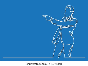 man pointing - continuous line drawing