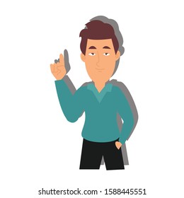 Man pointing finger up concept. Creative people idea design. Flat vector for web page, brochure or presentation. 