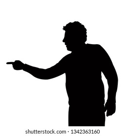 a man pointing finger, silhouette vector