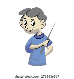 Homem apontando dedo ou ensino instrução vetor ilustração