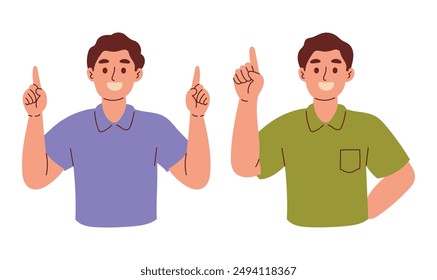 Man with Pointing Up Gesture