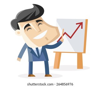 a man pointing at a graphic of an arrow