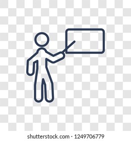 Man pointing icon. Trendy linear Man pointing logo concept on transparent background from People collection