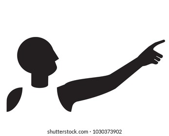 man  pointing to right direction or touching something using index finger