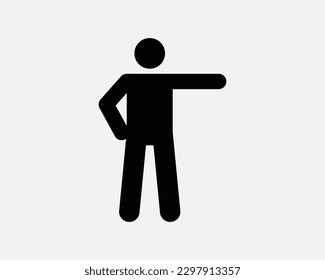 Hombre Apuntando Icono Derecha. Guión de acción de la ilustración de stick Dirección de navegación Expresión de desplazamiento Icono de gesto Símbolo de imagen Gráfico Ilustración Vector de la parte de la imagen