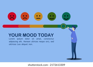 a man pointing at the smiling mood icon.
This design is suitable for posters, moods, presentations, and more