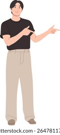 A man pointing at something with both hands