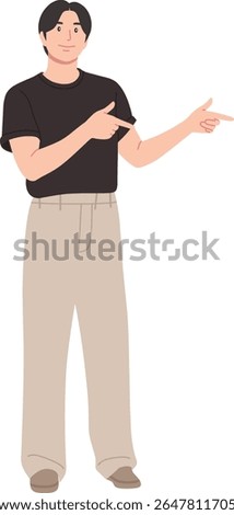 A man pointing at something with both hands