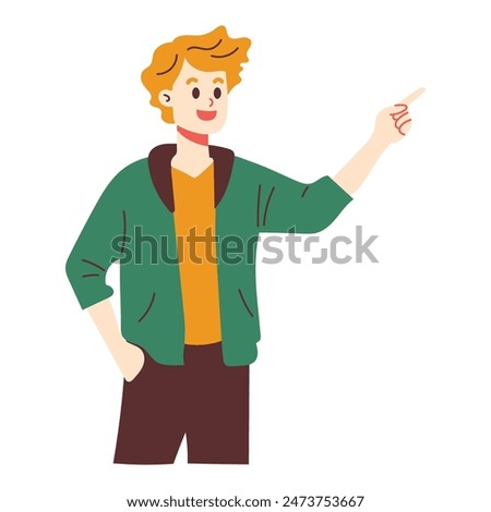 Man Pointing at Something Illustration