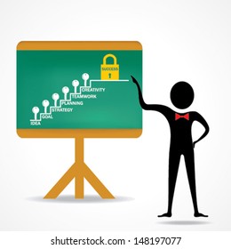 man pointing success lock  vector