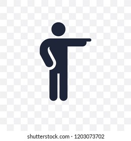 Man pointing transparent icon. Man pointing symbol design from People collection. Simple element vector illustration on transparent background.