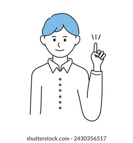 A man pointing up, good idea, simple line drawing vector