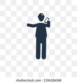 Man pointing vector icon isolated on transparent background, Man pointing transparency concept can be used web and mobile