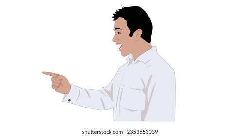 Man pointing vector image illustration.