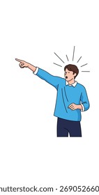 A man points energetically to indicate a direction.