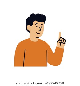 Man points a finger upward illustration design element