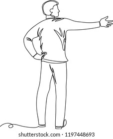 man points hand. drawing a continuous line