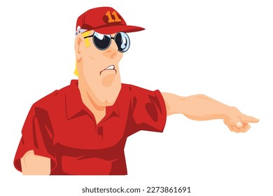 Man points his finger. Funny people. Illustration concept template for website, web landing page, banner, presentation, social, poster, promotion or print media.