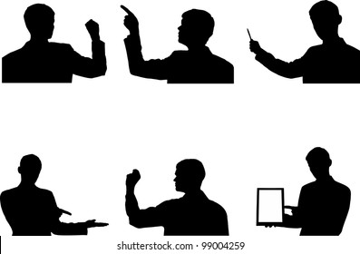 man points out a hand vector