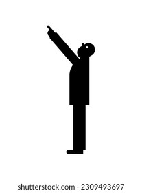 Man points up symbol. Guy pointing up sign