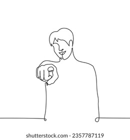 man pokes his finger and laughs - one line art vector. concept to mock, humiliate, expose oneself to ridicule