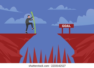 Man pole jumping off the cliff 2d vector illustration concept for banner, website, illustration, landing page, flyer, etc