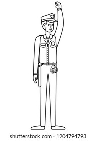 man police with hand up avatar character
