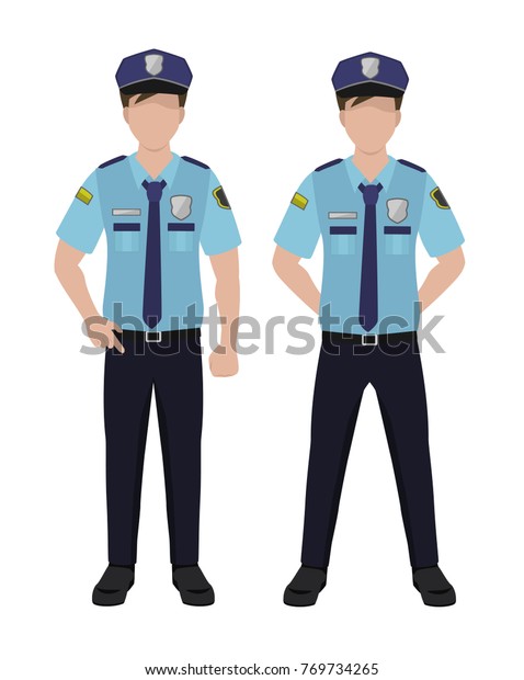 man in police uniform , cartoon style, isolated on\
white background vector