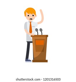 Man Politician Participates Discourse Behind Podium Stock Vector ...