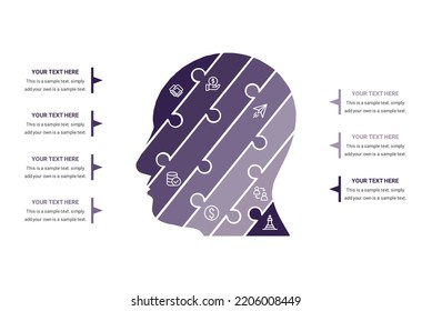 Man polygonal brain infographics with labels and descriptions 7