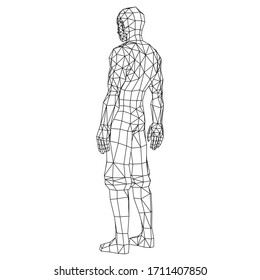 Man polygonal lines illustration. Abstract vector man on the white background