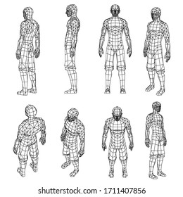 Man polygonal lines illustration. Abstract vector man on the white background