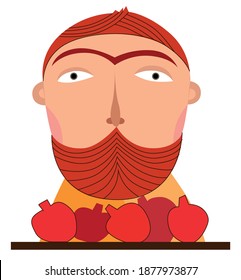 Man with pomegranate fruit on white background