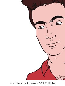 Man pop art male avatar person people retro vintage icon. Isolated and flat illustration. Vector graphic